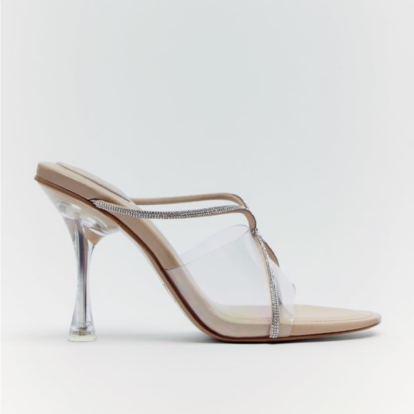 Zara Transparent Rhinestone Vinyl Mules - Picture 9 of 11